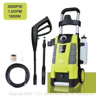 Electric Pressure Washer 2600PSI 1.6GPM Electric Power Washer with Spray Gun 25ft High Pressure Hose Adjustable Nozzle (online $129)