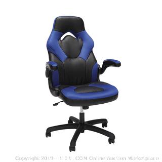 OFM Essentials Collection Racing Style Bonded Leather Gaming Chair, in Blue (online $116)