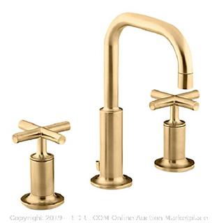 Kohler K-14406-3-BGD Purist Widespread Bathroom Sink Faucet with Low Cross Handles and Low Gooseneck Spout, Vibrant Moderne Brushed Gold (online $502)