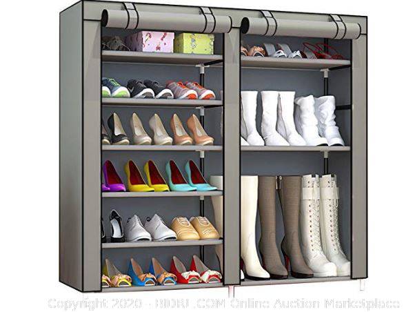 Pengke 9 Tiers Shoe Rack Storage Organizer With Dustproof Cover Closet Shoe Cabinet Tower Grey Pack Of 1 Auction Bidrl Com Online Auction Marketplace