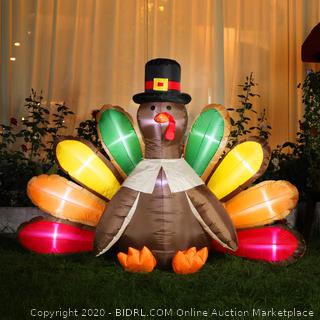VIVOHOME 5ft Height Thanksgiving Inflatable LED Lighted Turkey with Hat Blow up Outdoor Lawn Yard Decoration (online $92)