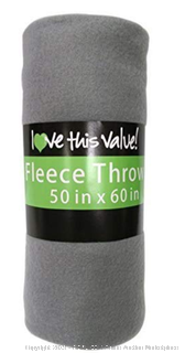 2 x Ultra Soft Fleece Throw Gray Blanket 50”x 60”- Perfect Blanket for Pets, Family, and Friends - Charitable Compact Blanket - 100% Machine Washable Polyester Fleece Throw (Gray)