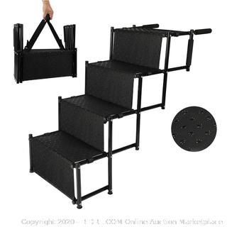 Niubya Upgraded Car Dog Stairs, Nonslip Foldable Metal Fram Pet Steps for Medium and Large Dogs, Lightweight Portable Dog Ramp with Waterproof Surface, Great for Height Bed, Cars, Trucks, and SUVs (online $57)