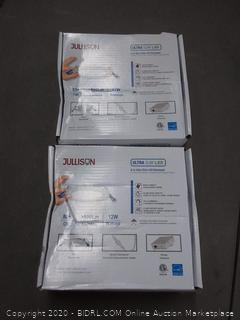 JULLISON LED 2 Pack - $30 Value - 6 Inch Recessed Low Profile Slim Panel Light with Junction Box, IC Rated Air Tight, 120VAC, 12W, 800 Lumens, 4000K Cool White, CRI80+, Dimmable, Damp, ETL + Energy Star(2 pack)