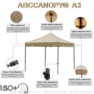 ABCCANOPY Pop up Canopy Tent Commercial Instant Shelter with Wheeled Carry Bag, Bonus 4 Canopy Sand Bags, 10x10 FT (Beige) Factory sealed (online $159)