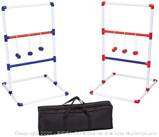 AmazonBasics Ladder Toss Outdoor Lawn Game Set with Soft Carrying Case - 40 x 24 Inches, Red and Blue (online $36)