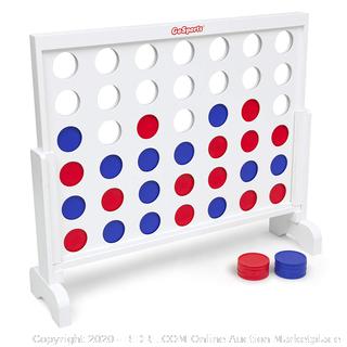 GoSports Giant Wooden 4 in a Row Game | Choose Between Classic White or Dark Stain | 3 Foot Width - Jumbo 4 Connect Family Fun with Coins, Case and Rules (online $89)