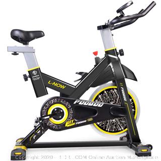 Indoor Cycling Bicycle, Belt Drive Indoor Exercise Bike,Stationary Exercise LCD Display Bicycle Heart Pulse Trainer Bike Bottle Holder Factory sealed (online $309)
