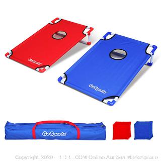 GoSports Portable PVC Framed Cornhole Toss Game Set with 8 Bean Bags and Travel Carrying Case