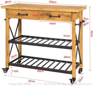 Haotian Bar Serving Cart Home Myra Rustic Mobile Kitchen Serving cart,Industrial Vintage Style Wood Metal Serving Trolley (online $119)
