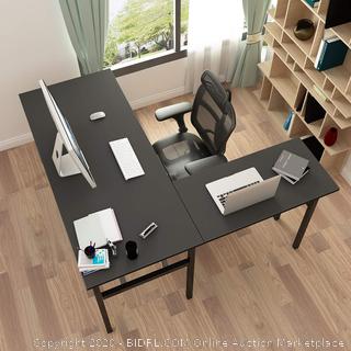 DlandHome L-Shaped Desk Large Corner Desk Folding(Factory Sealed) COME PREVIEW!!!!! online $139 (desk only, does not include other items in photo
