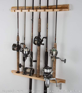 Rush Creek Creations 2-Piece 6 Fishing Rod Storage Wall Mount Rack - Easy Installation