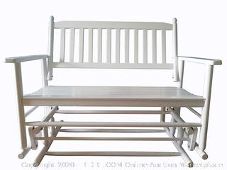 rockingrocker - A058WT White Porch Wood Glider Bench Rocker Patio Wooden Loveseat — Assembled Dimensions:W49.21 x H40.16 x D26.97 inches (online $229)