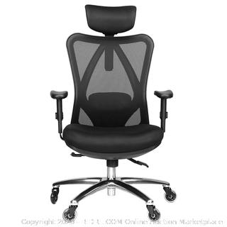 Duramont Ergonomic Adjustable Office Chair with Lumbar Support and Rollerblade Wheels - High Back with Breathable Mesh - Thick Seat Cushion - Adjustable Head & Arm Rests, Seat Height - Reclines (online $249)