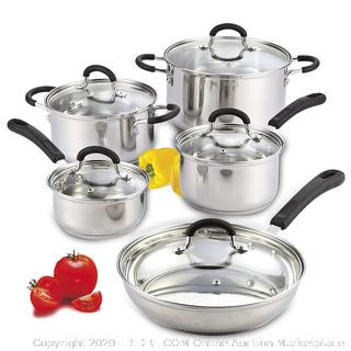Cook N Home 10-Piece Stainless Steel Cookware Set(Factory Sealed)COME PREVIEW!!!!! (online $67)
