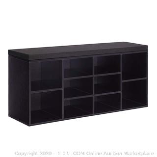 VASAGLE Cubbie Shoe Cabinet Storage Bench with Cushion, Adjustable Shelves, Holds up to 440lb, Ebony, ULHS10BR (online $85)