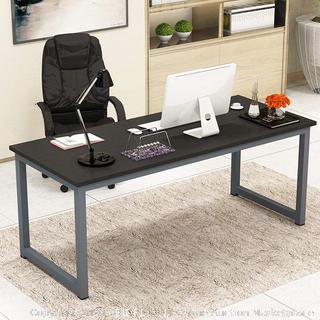 Writing Desk for Home and Office, 63in Writing Desks Large Study Computer Table Workstation,Black Wooden Top+Gray Metal Leg espresso (online $141) desk only