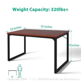 Computer Desk 55", Modern Simple Style Desk for Home Office, Sturdy Writing Desk, Coleshome, Teak