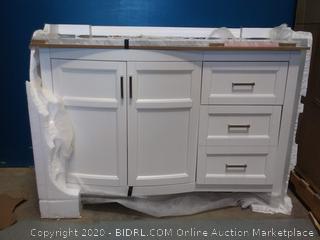 allen + roth Moravia 48-in White Single Sink Bathroom Vanity with Natural Carrara Marble Top (online $499)