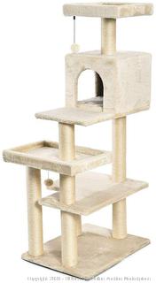 Extra Large Cat Tree Tower with Condo - 24 x 56 x 19 Inches, Beige (Factory Sealed) online $85