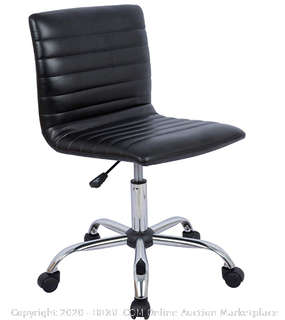 Modern Adjustable Low Back Armless Ribbed Task Desk Chair, Black, (Online $82) )BIFMA Certified