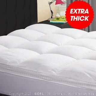 KARRISM king size Extra Thick Mattress Topper, Cooling Mattress Pad Cover Topper, 400TC Cotton Pillow Top (8-21Inch Deep Pocket)(Retail $110)