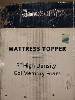 ViscoSoft. Twin XL size 3 Inch Memory Foam Mattress Topper Twin XL High Density Gel Ventilated Pad Removable Bamboo-Rayon Cover(Retails $125)
