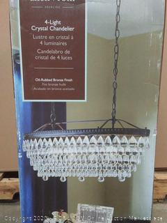 allen + roth Eberline 4-Light Oil-Rubbed Bronze Vintage Crystal Chandelier 30 in X 11.81 in X 14.8 in(Retail $175)