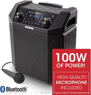 ION Audio Block Rocker Plus | 100W Portable Speaker, Battery Powered with Bluetooth, Microphone & Cable, AM/FM Radio, Wheels & Telescopic Handle and USB Charging For Smartphones & Tablets (online $159)