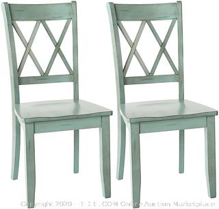 Ashley Furniture Signature Design - Mestler Dining Room Side Chair - Wood Seat - Set of 2 - Blue/Green (online $159)