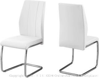 Monarch Specialties 1075 2 Piece Dining CHAIR-2PCS/ 39" Leather-Look/Chrome, 17.25" L x 20.25" D x 38.75" H, White (online $136)