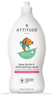 ATTITUDE, Baby Dish Soap, Non-toxic, ECOLOGO Certified, Fragrance-Free, 23.7 Fluid Ounce