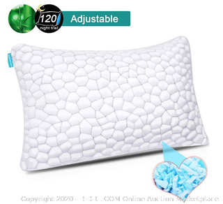 Shredded Memory Foam Pillows for Sleeping Cooling Gel Pillows Bamboo Pillow with Adjustable Height Hypoallergenic Sleeping Bed Pillows with Removable Cover Queen Size (Online $24)