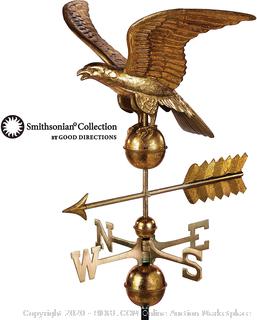 Good Directions Smithsonian Eagle Weathervane - Pure Copper with Golden Leaf Finish (23 inch), Rooftop Ornament, Wind Vane, Roof Décor (Retails $259)