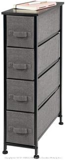mDesign Narrow Vertical Dresser Storage Tower - Sturdy Metal Frame, Wood Top, Easy Pull Fabric Bins - Organizer Unit