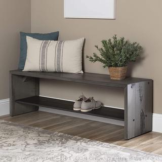 Walker Edison Furniture Company AZ58ALPGY Rustic Solid Wood Entryway Dining Bench, 58 Inch, Grey