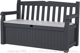 Keter Eden 70 Gallon Storage Bench Deck Box for Patio Decor and Outdoor Seating, Grey (on rack C5)