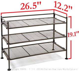 Seville Classics SHE15909 3-Tier Mesh Utility Shoe Rack Organizer, Perfect for Bedroom, Closet, Entryway, Dorm Room, Espresso