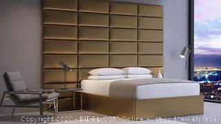 Vänt Upholstered Wall Panels - Queen/Full Size Wall Mounted Headboards - Metallic Gold - Pack of 4 Panels (Each Individual Panel 30"x11.5")