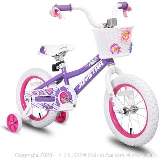 JOYSTAR 12 Inch Kids Bike for 2 3 4 Years Girls with Training Wheels, Kids Bicycle with Basket & Bike Streamers, Purple