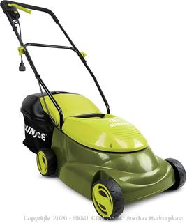 Sun Joe MJ401E- Pro 14-Inch 12 Amp Electric Lawn Mower with Grass Bag, Green(powers on)(Retails $125)(cubby 2)