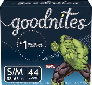 Goodnites Bedwetting Underwear for Boys, Small/Medium (38-65 lb.), 44 Ct, package may vary (online $25)