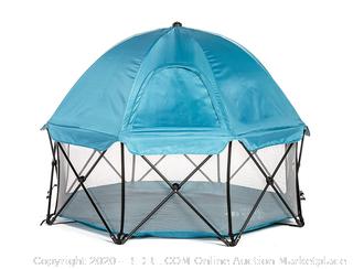 Regalo My Play Deluxe Extra Large Portable Play Yard Indoor and Outdoor, Bonus Kit, Includes Carry Case and Full Canopy, Washable, Teal, 8-Panel (online $119)