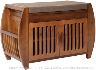 Bamboo Shoe Rack & Shoe Bench & Shoe Cabinet Storage Benches, Entryway Storage Organizer Hallway Bathroom Living Room,Detachable Cushion with Hidden Storage Compartment (online $139)