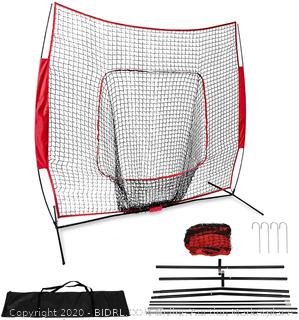 iMounTEK 7'x7' Baseball & Softball Practice Training Bow Frame Sock Net with Carry Bag for Hitting, Batting, Pitching, Fielding, Catching at All Skill Levels (online $79)