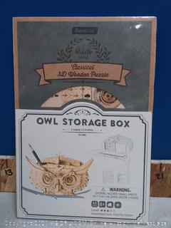 Rolife 3D Wooden Puzzle Creative Owl Box Wood Pen Pencil Container Holder Wooden Craft Kits Brain Teaser 3D Wood Puzzle