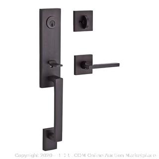 Baldwin Seattle Right Handed Standard C Keyway Single Cylinder Keyed Entry Handleset with Contemporary Square Rose and Square Lever on Interior(Retails $155)