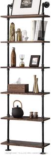 BOSURU Industrial Pipe Shelves Rustic Wood Ladder Bookshelf Wall Mounted Shelf for Living Room Decor and Storage(Retails $145)