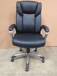 High-Back Bonded Leather Executive Office Computer Desk Chair - Black, BIFMA Certified (chair J)