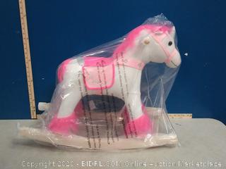 Animal Adventure Real Wood Ride-On Plush Rocker White and Pink Unicorn Perfect for Ages 3+ (online $59)